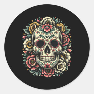 De Los Muertos Day Of The Dead Sugar Skull Hallowe Classic Round Sticker