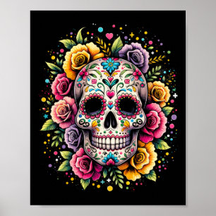 De Los Muertos Day Of The Dead Sugar Skull Hallowe Poster