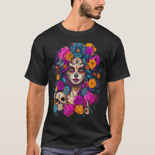 De Los Muertos La Catrina Day Of The Dead Sugar Sk T-Shirt
