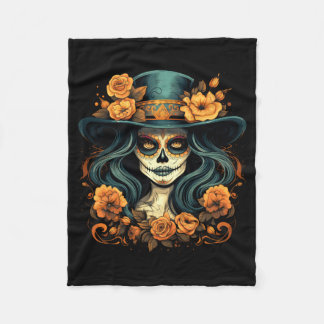 De Los Muertos La Catrina Day Of The Government Fleece Blanket