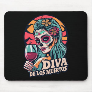 De Los Muertos Womens Skeleton Halloween Party Tee Mouse Mat