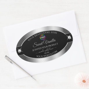 De Luxe Black Shiny Silver with Logo Product Label