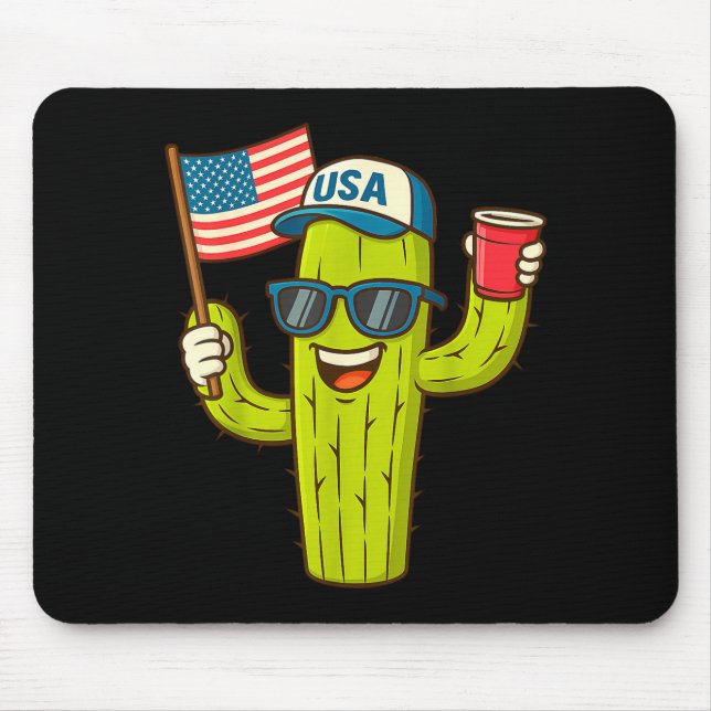 De mayo funny cool peace cactus us flag 4th of jul mouse mat (Front)