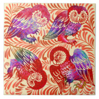 De Morgan Ruby Lustre Owl Quartet Antique Repro