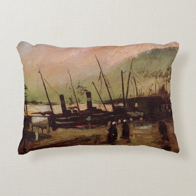 De Ruijterkade in Amsterdam by Vincent van Gogh Decorative Cushion (Front)