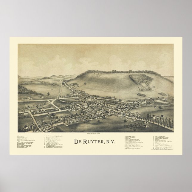 De Ruyter, NY Panoramic Map - 1892 Poster (Front)