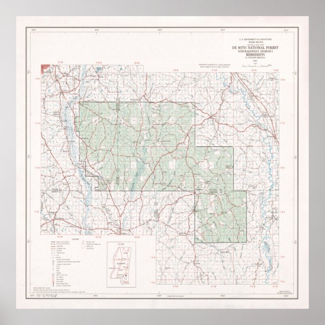 De Soto National Forest Map (1964)  Poster (Front)