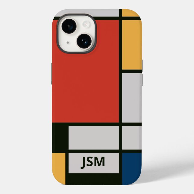De Stijl Inspired Primary Coloured Squares Monogra Case-Mate iPhone Case (Back)