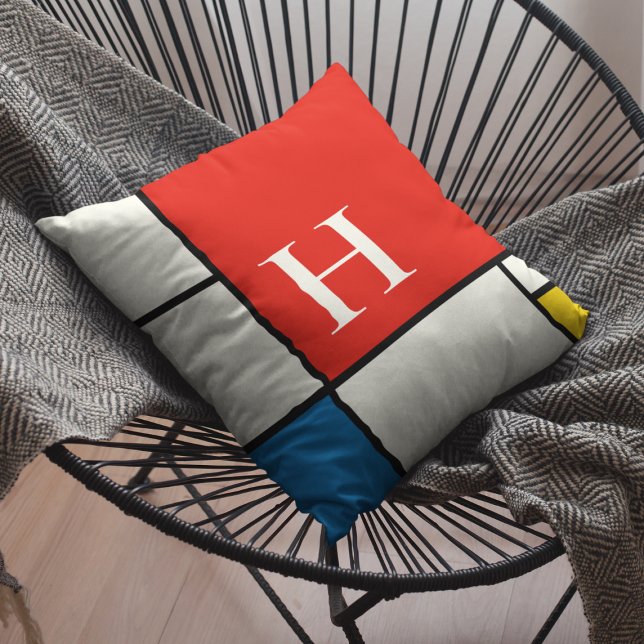 De Stijl Inspired Primary Coloured Squares Monogra Cushion (Creator Uploaded)