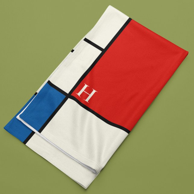 De Stijl Inspired Primary Coloured Squares Monogra Fleece Blanket (Creator Uploaded)