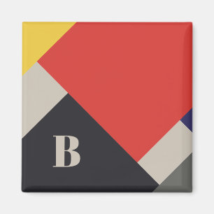 De Stijl Inspired Primary Coloured Squares Monogra Magnet