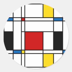 De Stijl Pattern Classic Round Sticker