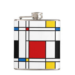 De Stijl Pattern Hip Flask