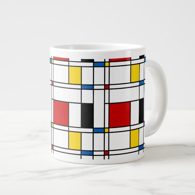 De Stijl Pattern Large Coffee Mug (Front Right)