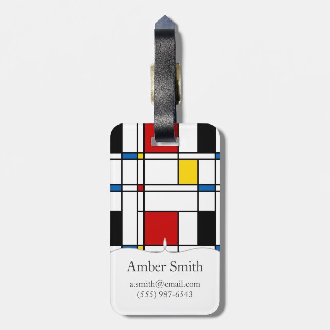 De Stijl Pattern Luggage Tag (Back Vertical)