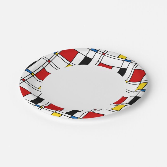 De Stijl Pattern Paper Plate (Angled)