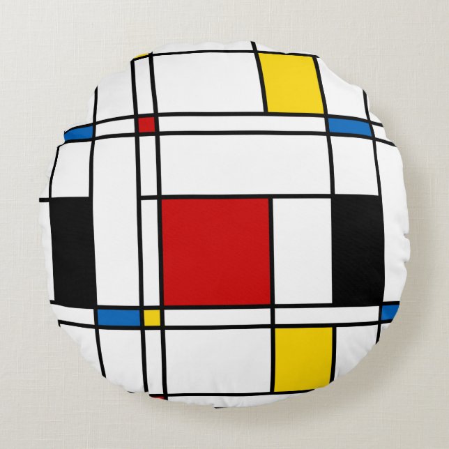 De Stijl Pattern Round Cushion (Front)