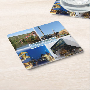 DE Stuttgart - River Neckar - Schlossplatz - Square Paper Coaster