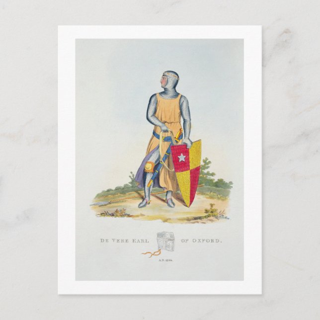 De Vere, Earl of Oxford, 1280, from 'Ancient Armou Postcard (Front)