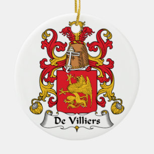 De Villiers Family Crest Ceramic Tree Decoration