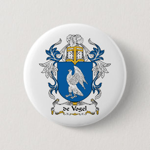 de Vogel Family Crest 6 Cm Round Badge
