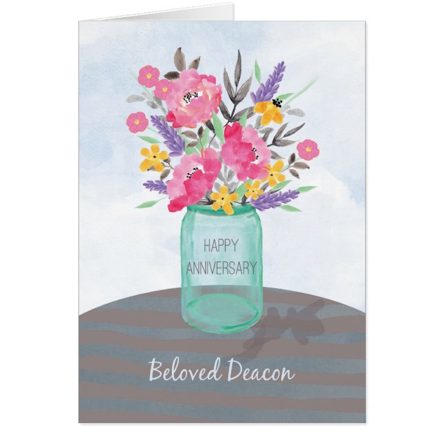 Deacon Anniversary Jar Vase with Flowers (Front)