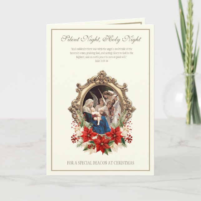 Deacon Christmas Mary Angels playing music Holiday Card (Front)