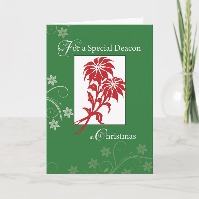 Deacon, Christmas Poinsettias Holiday Card (Front)