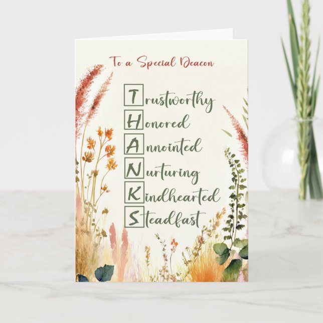 Deacon Clergy Appreciation Day Thanks in Words Card (Front)
