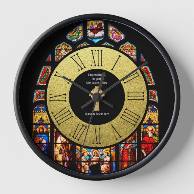 Deacon Minister Ordination Anniversary StainedGlas Clock (Front)