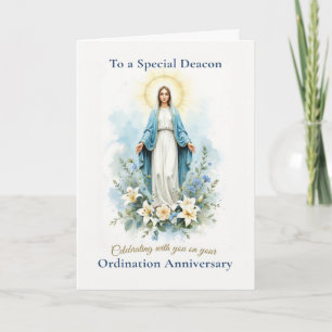 Deacon Ordination Anniversary Marian Blessing Card