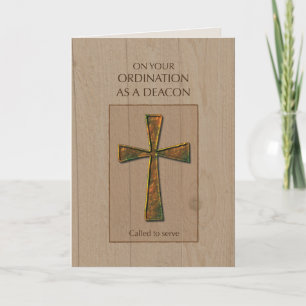 Deacon Ordination Congratulations, Metal Cross Card