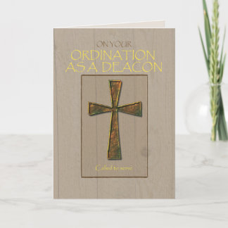 Deacon Ordination Congratulations, Metal Cross Card