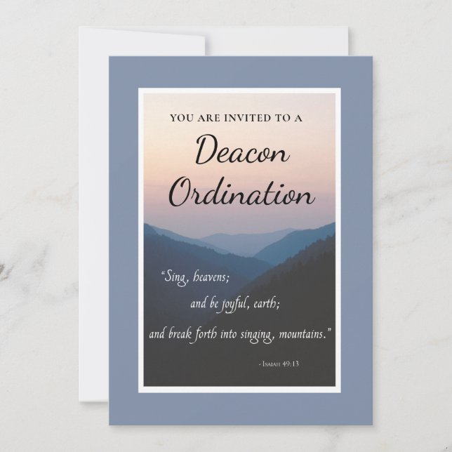 Deacon Ordination Invitation with Mountains (Front)