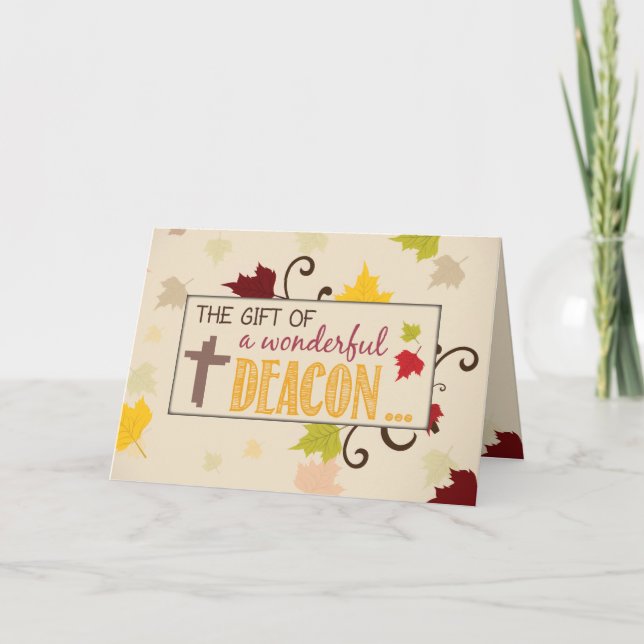 Deacon Thanksgiving Gift Fall Leaves Holiday Card (Front)