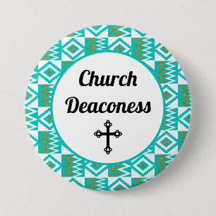 Deaconess Aqua Teal Blue Kente Cloth Button Pin