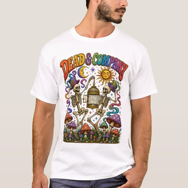 Dead and company dancing skeleton mushroom tee (Front)