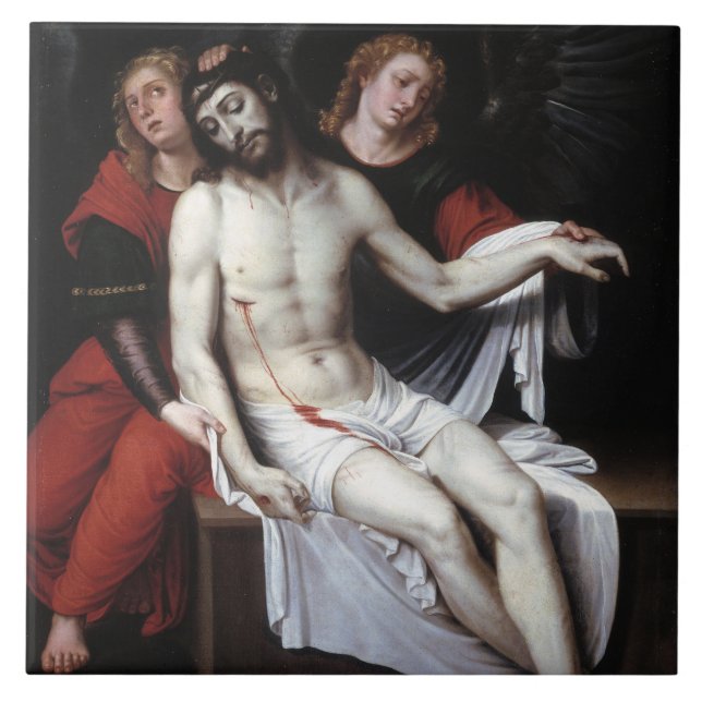 Dead Christ Supported by Two Angels (Ribalta) Tile (Front)
