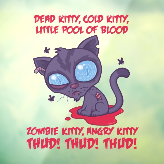 Dead Cold Angry Zombie Kitty Window Cling (Sheet 3)