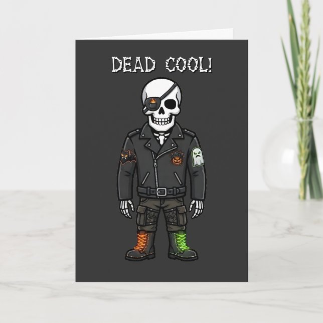 Dead Cool Skeleton Biker | Halloween Card (Front)
