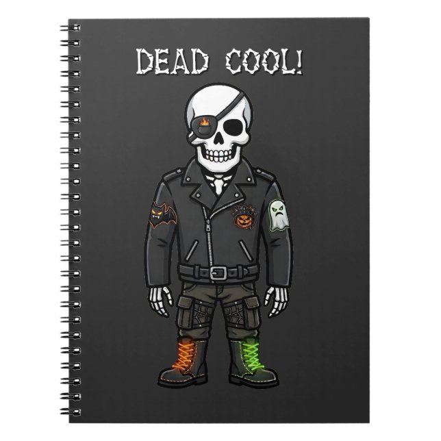 Dead Cool Skeleton Biker | Halloween Notebook (Front)