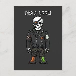 Dead Cool Skeleton Biker Halloween Postcard