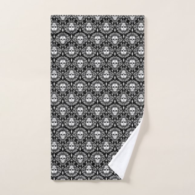 Dead Damask Black & White Sugar Skull Hand Towel (Hand Towel)