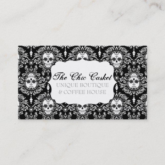 Dead Damask - Chic Sugar Skulls Custom Bizcards Business Card (Front)
