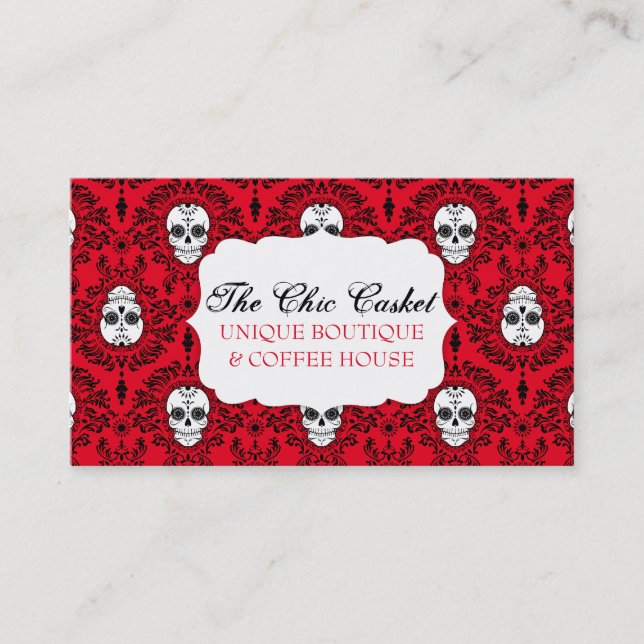 Dead Damask - Chic Sugar Skulls Custom Bizcards Business Card (Front)