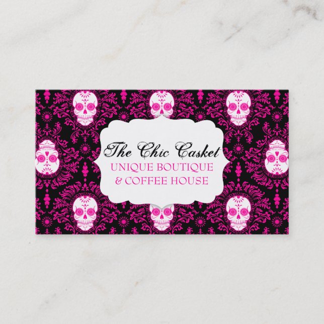Dead Damask - Chic Sugar Skulls Custom Bizcards Business Card (Front)