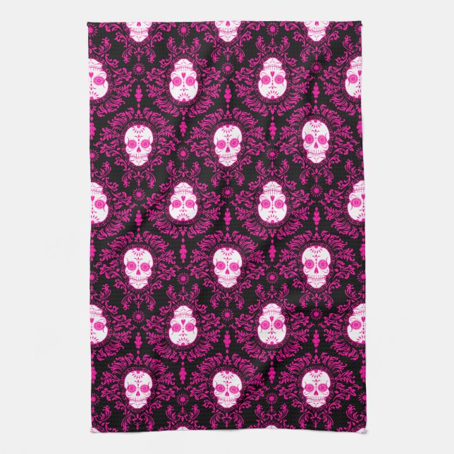 Dead Damask - Chic Sugar Skulls Kitchen Towel (Vertical)