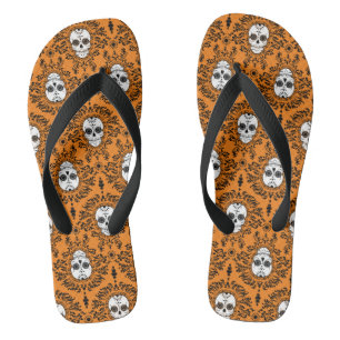 Dead Damask - Chic Sugar Skulls Pattern Flip Flops