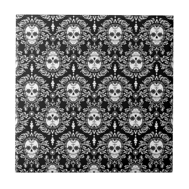 Dead Damask - Chic Sugar Skulls Tile (Front)