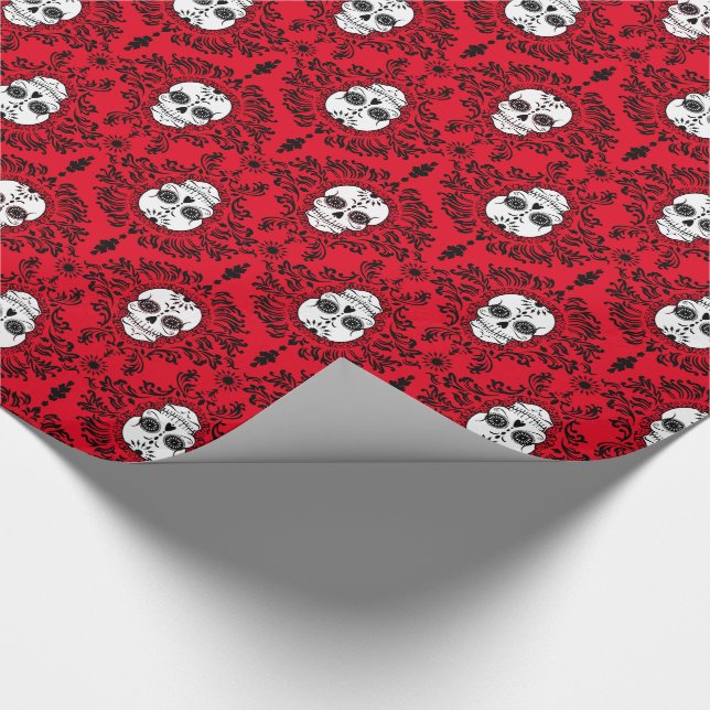 Dead Damask - Chic Sugar Skulls Wrapping Paper (Corner)